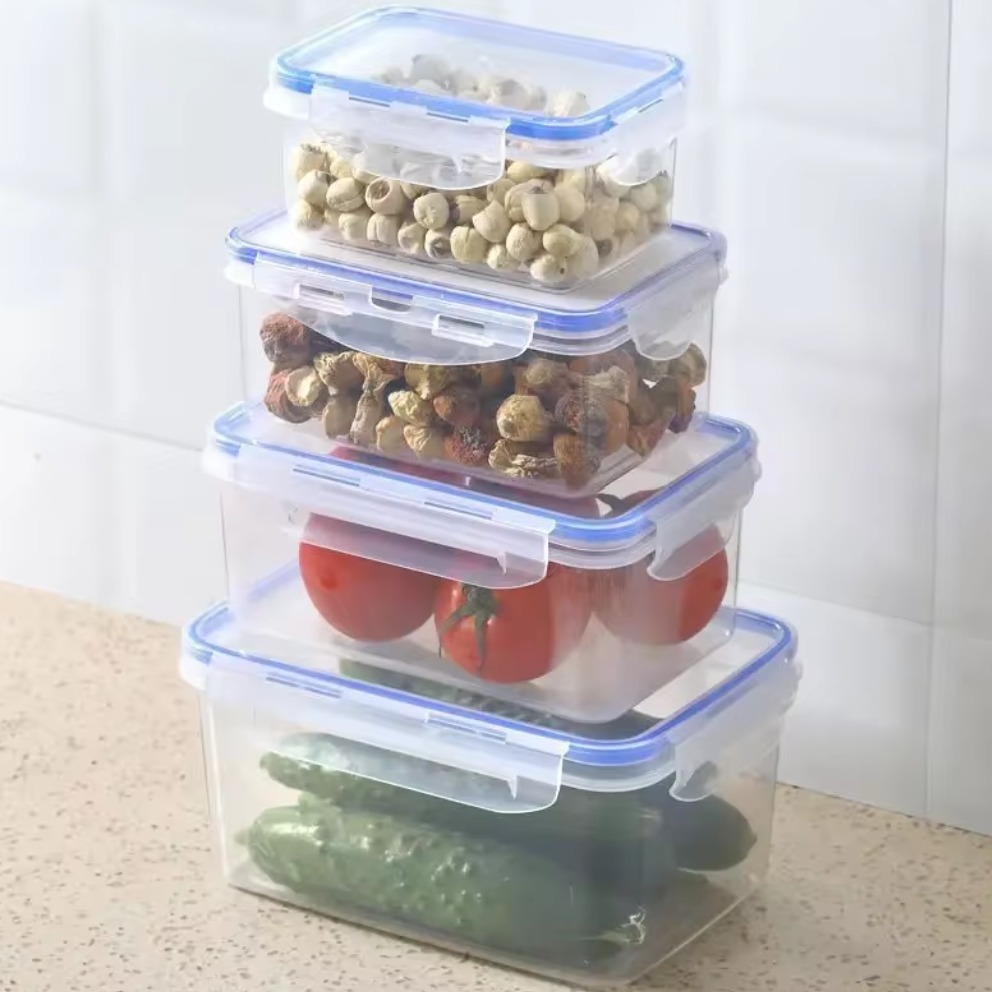 Sealed rectangular refrigerator storage box with lid Plastic crisper microwave-heated lunch box with lid